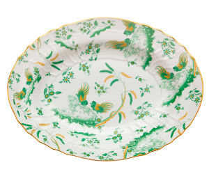 Ginori Oro Di Doccia Green Oval Platter - 15"